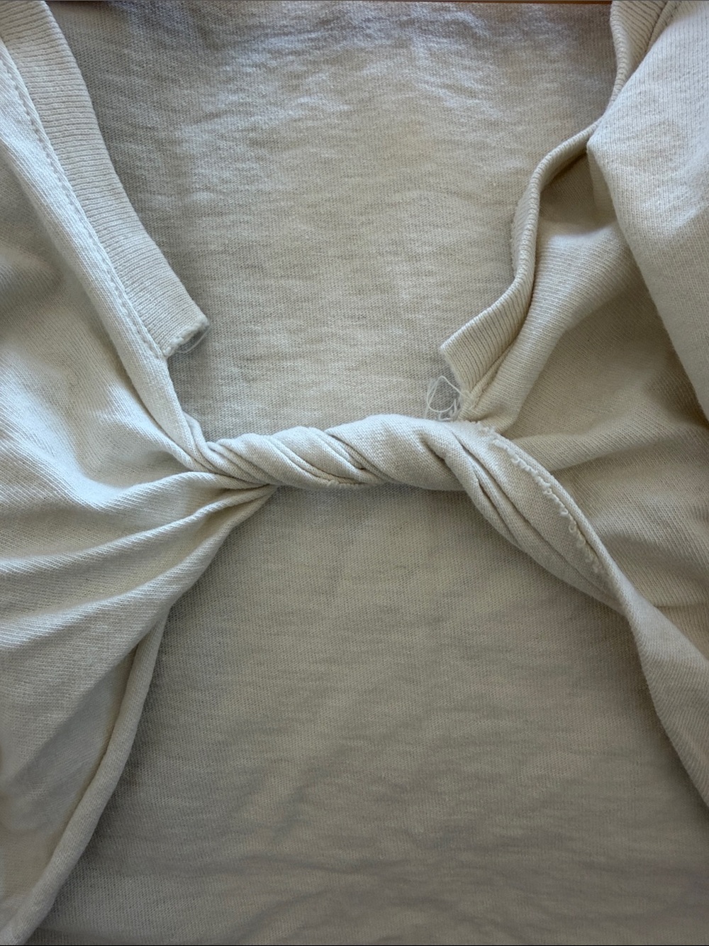 Joah Brown Twist Tee in Fog Ecru Bone Top Medium Large 100% Cotton NWOT - Picture 6 of 6